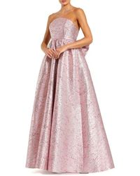 Mac Duggal - Metallic Strapless Brocade Gown With Oversized Bow - Lyst