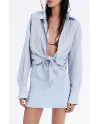 Mango - Oversize Stripe Button-Up Shirt - Lyst