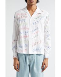 Bode - Familial Hall Embroidered Long Sleeve Camp Shirt - Lyst