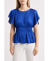 Anne Klein - Flutter Sleeve Smock Waist Top - Lyst