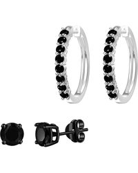 Donatello Gian - Rhodium Plated Studs And Hoops Set - Lyst
