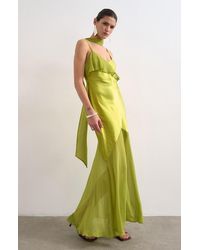 TOPSHOP - Mixed Media Ruffle Maxi Dress With Scarf - Lyst
