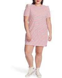 Court & Rowe - Stripe Puff Sleeve Cotton Knit T-shirt Dress - Lyst