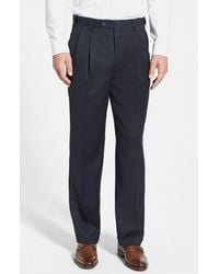 Berle - Self Sizer Waist Pleated Classic Fit Wool Gabardine Dress Pants - Lyst