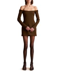 Khaite - Octavia Off The Shoulder Long Sleeve Wool Crepe Minidress - Lyst