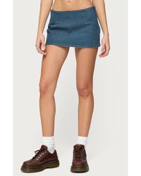 Edikted - Monrow Low Rise Denim Microskort - Lyst