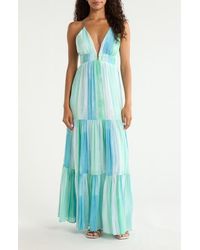Elan - Print Tiered Halter Maxi Dress - Lyst