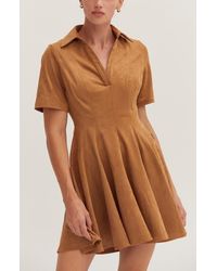 Crescent - Fit And Flare Polo Suede Mini Dress - Lyst