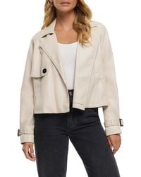 River Island - Faux Leather Crop Trench Coat - Lyst