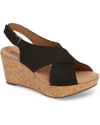 clarks suede wedge sandals
