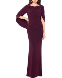 Betsy & Adam - Back Drape Ruched Evening Gown - Lyst