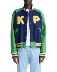 KENZO - Colorblock Wool Blend Varsity Jacket - Lyst