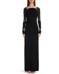 Givenchy - Crystal Embellished Long Sleeve Crepe Gown - Lyst