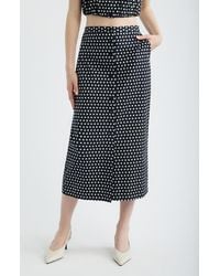 FRAME - The Dot Front Button Midi Skirt - Lyst
