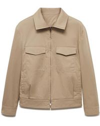 Mango - Relaxed Fit Cotton Blend Jacket - Lyst