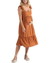 Cache Coeur - Melody Organic Cotton Gauze Maternity/nursing Midi Dress - Lyst