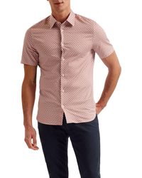 Ted Baker - Lacesho Geo Print Stretch Cotton Button-up Shirt - Lyst