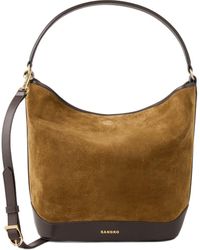 Sandro - Suede And Leather Bucket Bag Tangoso - Lyst