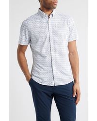 Mizzen+Main - Halyard Trim Fit Geo Print Short Sleeve Performance Button-Up Shirt - Lyst