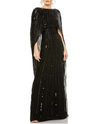 Mac Duggal - Sequin Embellished Long Sleeve Capelet Column Gown - Lyst