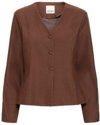 Ichi - Ihkate Collarless Denim Jacket - Lyst