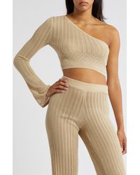 Something New - Rayee One-shoulder Knit Crop Top - Lyst