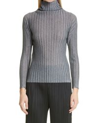 Pleats Please Issey Miyake - Pleated Funnel Neck Top - Lyst