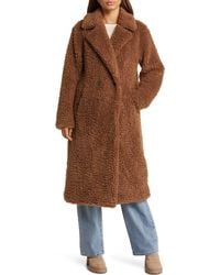 Bernardo - Faux Shearling Double Breasted Longline Coat - Lyst
