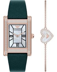 Emporio Armani - Quartz Two-hand Leather Watch - Lyst