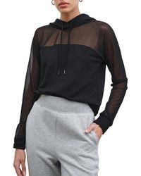 MARCELLA - Park Sheer Mesh & French Terry Hoodie - Lyst