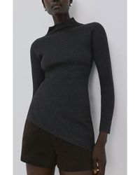 Mango - Asymmetric Hem Mock Neck Sweater - Lyst