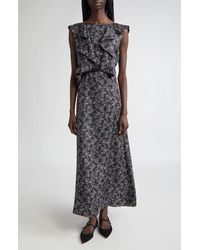 Max Mara - Calesse Bow Print Silk Twill Midi Dress - Lyst