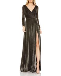 Mac Duggal - Long Sleeve Faux Wrap A Line Gown - Lyst