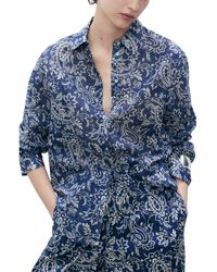 Mango - Print Cotton Button-Up Shirt - Lyst