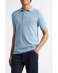 John Smedley - Roth Solid Sweater Polo - Lyst