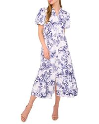 Cece - Floral Tiered Cotton Midi Shirtdress - Lyst