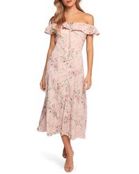 Petal & Pup - Lauryn Floral Off The Shoulder Midi Dress - Lyst