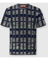 Missoni - Crew-Neck Cotton And Viscose T-Shirt With Check Pattern - Lyst