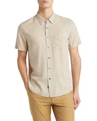 Rails - Carson Geo Print Short Sleeve Linen Blend Button-up Shirt - Lyst
