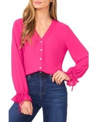 Cece - Tie Cuff Button-Up Top - Lyst