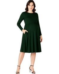 24seven Comfort Apparel - Maternity Midi Length Fit And Flare Pocket Dress - Lyst