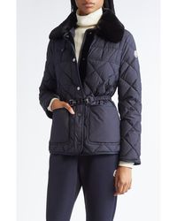 Moncler - Cygne Quilted Down Jacket With Faux Fur Collar - Lyst
