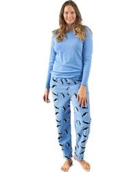 Leveret - Cotton Top & Fleece Pants Printed Matching Family Holiday Pajama Set - Lyst