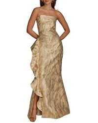Donna Karan - Metallic Ruffle Detail Strapless Gown - Lyst