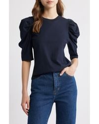 FRAME - The Drape Puff Sleeve Organic Cotton Top - Lyst