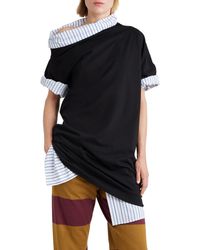 Dries Van Noten - Layered Short Sleeve Cotton Sweatshirt Dress - Lyst