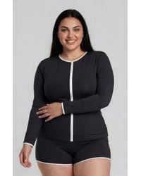 Calypsa - Plus Size Full Zip Peyton Swim Top Two-Toned Collection - Lyst
