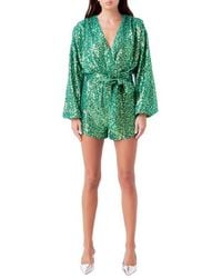 Endless Rose - Long Sleeve Sequin Romper - Lyst