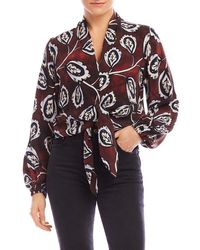 Fifteen Twenty - Scarlet Long Sleeve Tie Front Top - Lyst