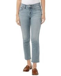 Silver Jeans Co. - Suki Curvy Raw Hem Mid Rise Ankle Straight Leg Jeans - Lyst